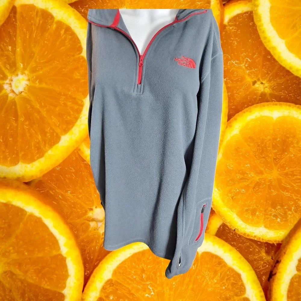 The North Face Fleece Pullover 1/4‎ Zip Lightweight Gray Mens L